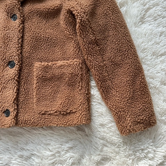 Abercrombie And Fitch Brown Sherpa Button Up Coat Size L - Picture 6 of 10